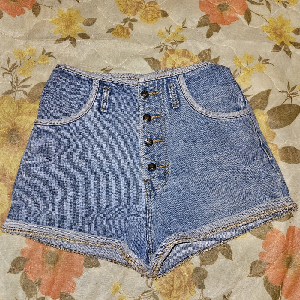 Classic High Waister Button-Up Jean Shorts By Attitude Apparel